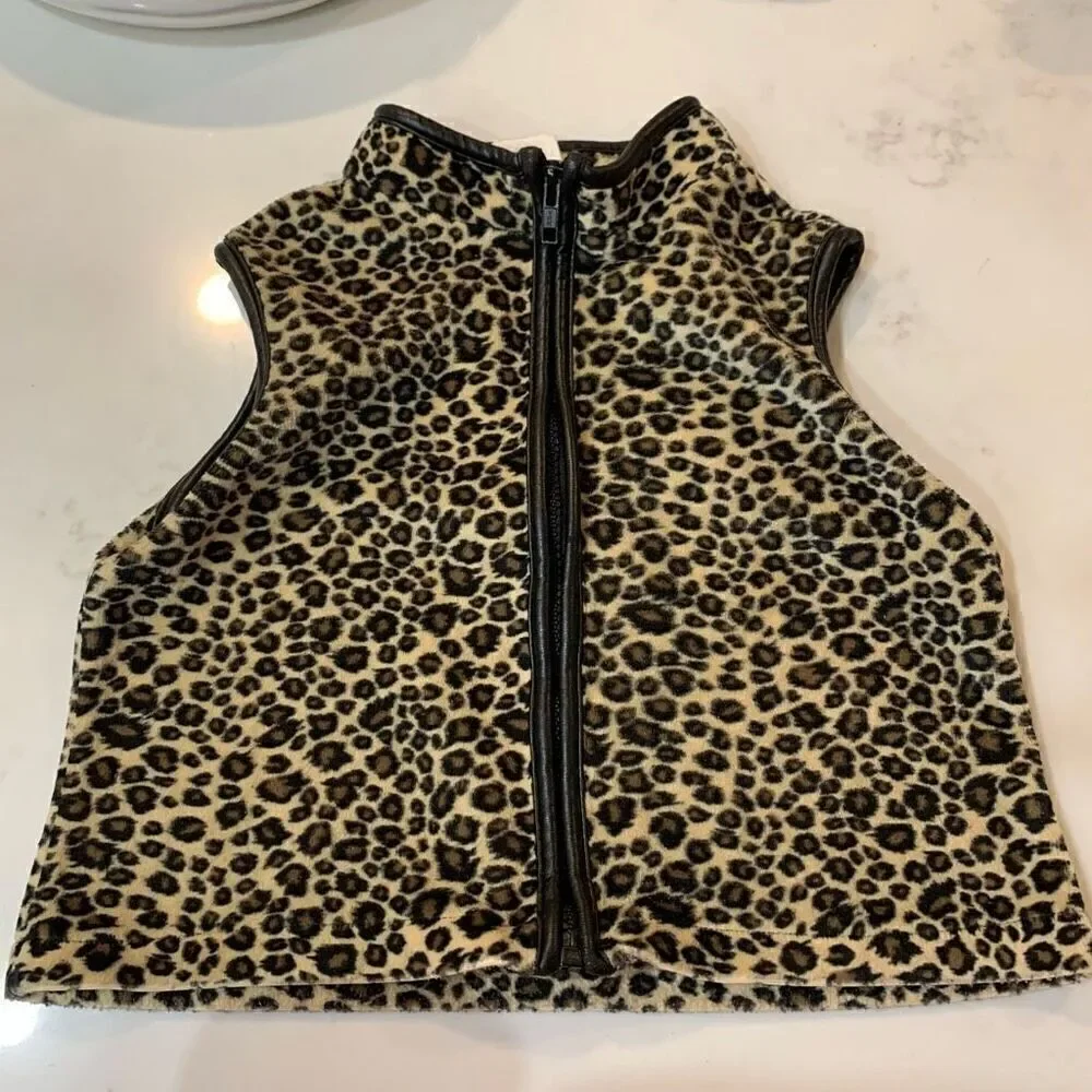 Leopard Vest Girl’s‎ Black Trim Large (Junior) Zipper